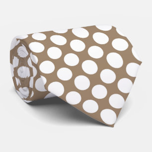 Large retro dots - white and taupe tan tie