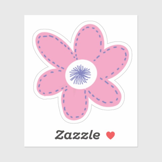 Large Retro Pink Periwinkle White Flower (Sheet)