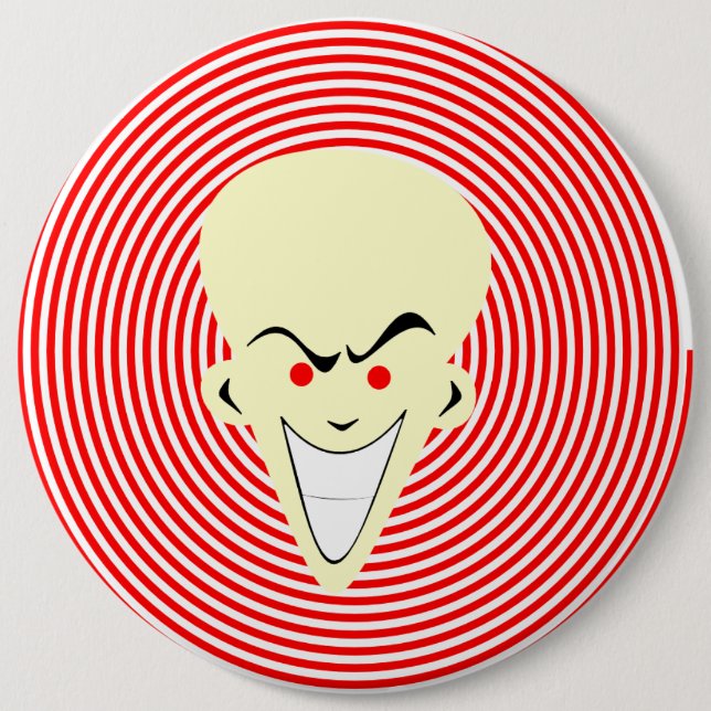 Large Retro Toon Optical Illusion Hypnotizer Guy 6 Cm Round Badge (Front)