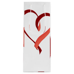 Large Ribbon Heart wine bottle gift bag