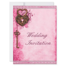 Large Romantic Hearts Lock and Key Pink Wedding