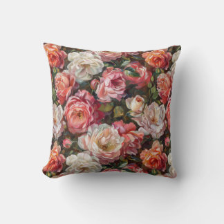 Large Rose Blooms Throw Pillow