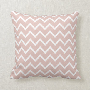 Large Rose Smoke Pink Chevron Pillow