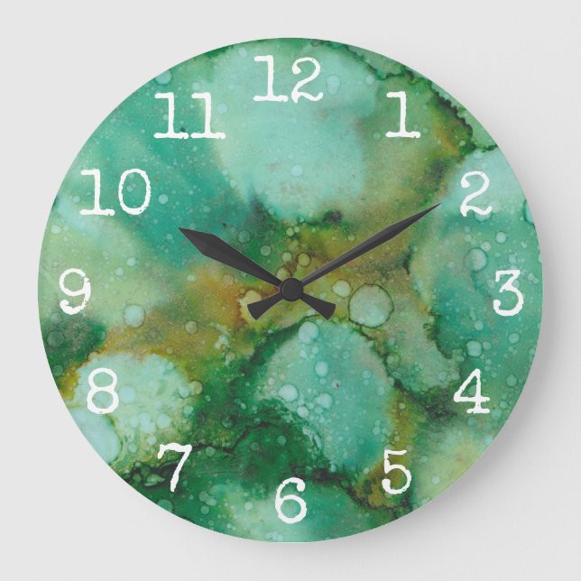 Large Round Clock "Golden Green" Inkblots (Front)