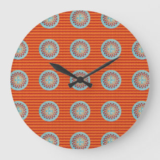 Large Round Clock with Orange Chevron