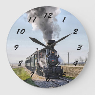 Large Round Locomotive Clock