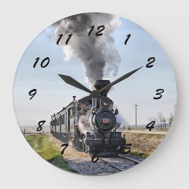 Large Round Locomotive Clock (Front)
