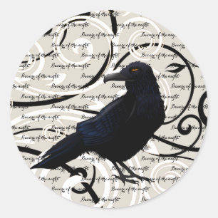 Large Round Sticker-Halloween Raven Classic Round Sticker
