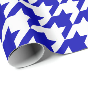 Large Royal Blue and White Houndstooth Wrapping Paper