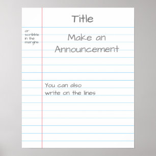 Large Ruled Note Paper Customised Visual Aid Memo Poster