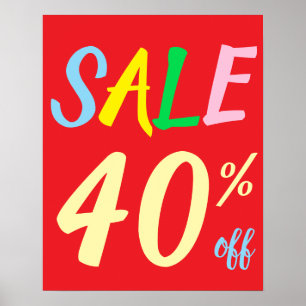 Large Sale Sign, 40% Off Sale Poster