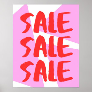 Large Sale Sign, Pink and Red Retail Store Sale Poster