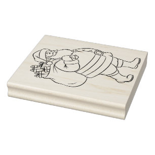 Large Santa Claus with Presents Rubber Stamp