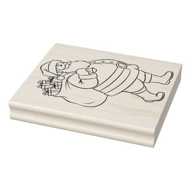 Large Santa Claus with Presents Rubber Stamp (Stamp)