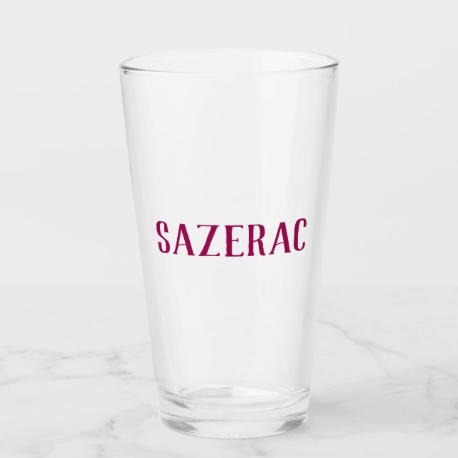 Large sazerac cocktail vintage typography glass (Front)