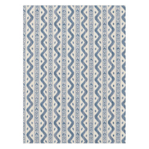 Large Scale Classic Blue Ikat on Cream Tablecloth