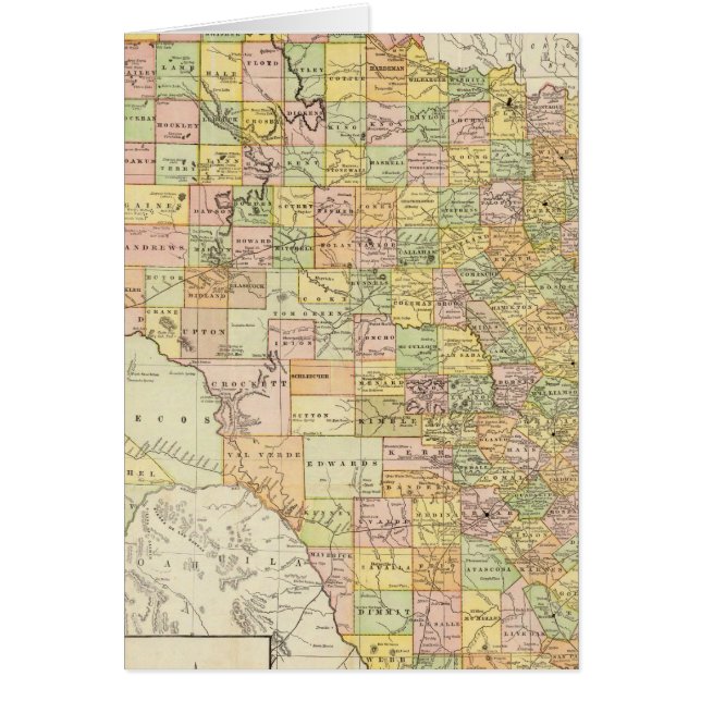 Large Scale County and Railroad Map Of Texas (Front)