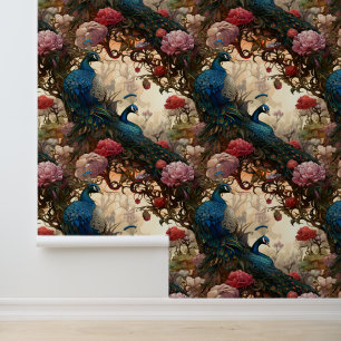Large Scale Elegant Victorian Boho Peacock  Wallpaper