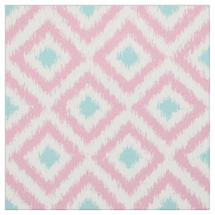 Large Scale Pink Mint Ikat Diamonds Pattern Fabric