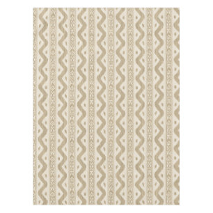 Large Scale Tan Ikat, Cream Woven Look Tablecloth