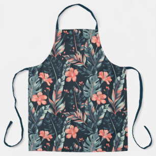 Large-scale tropical florals and leaves apron