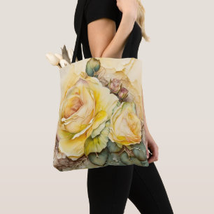 Large Scale Yellow and Gold Roses Tote Bag