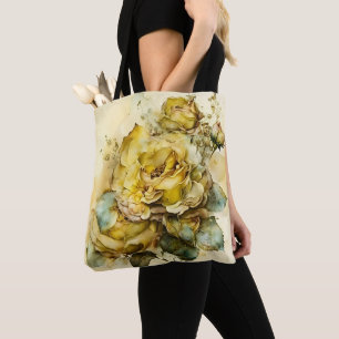Large Scale Yellow and Gold Roses Tote Bag