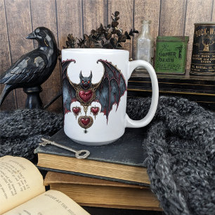 Large Scary Bat with Hearts Coffee Mug