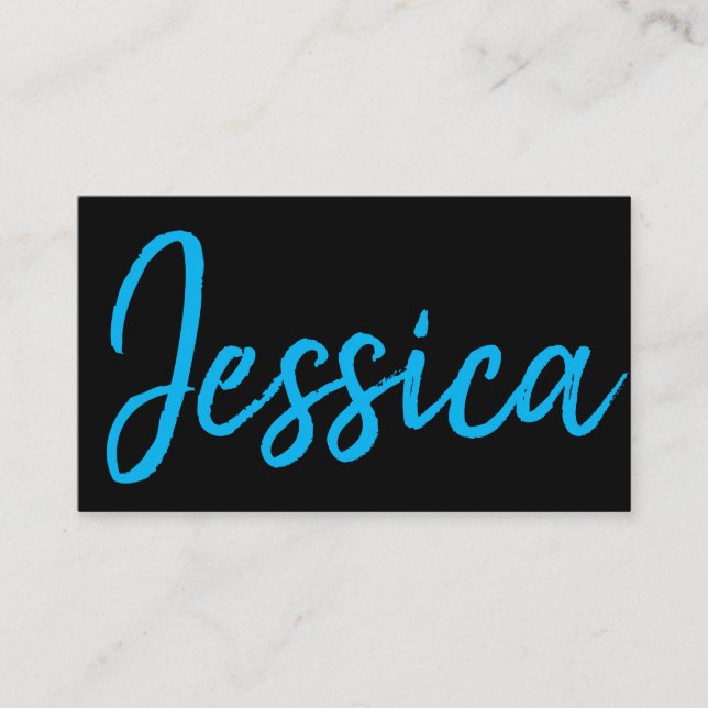 Large Script Blue Business Card (Front)