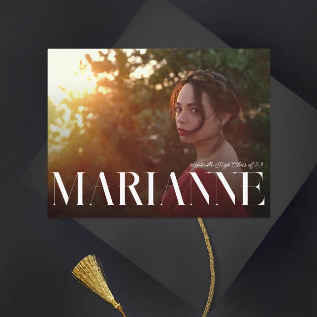 Large Serif Name Photo Graduation Invitation Postcard (Creator Uploaded)