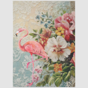 Large Shabby Chic Pink Flamingo Floral Decoupage  Tissue Paper