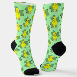 Large Shamrock Chick Pattern Socks