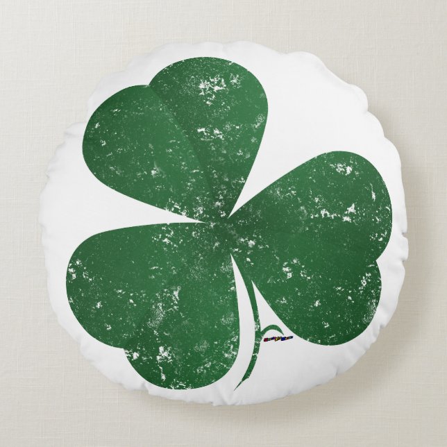 Large Shamrock Vintage Round Cushion (Front)