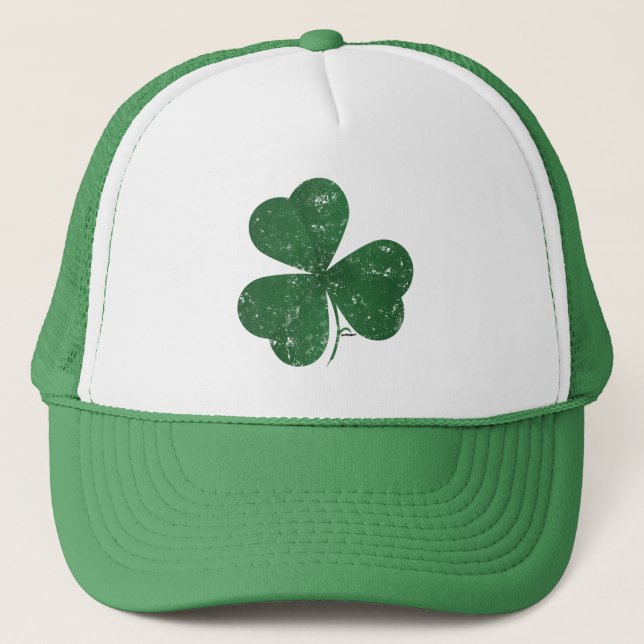 Large Shamrock Vintage Trucker Hat (Front)