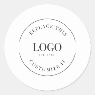 Large Simple Business Logo Customisable Classic Round Sticker