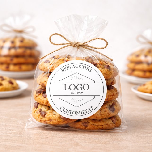 Large Simple Business Logo Customisable Classic Round Sticker (Creator Uploaded)