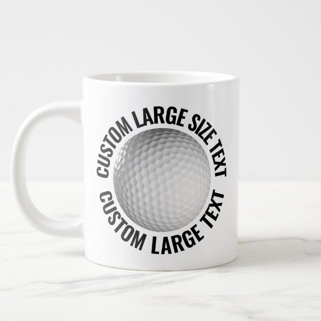 Large Size Personalised Text Golf Ball Custom Coffee Mug (Left)