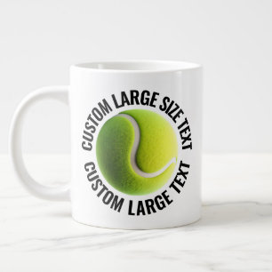 Large Size Personalised Text Tennis Ball Custom Coffee Mug