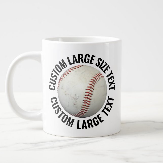 Large Size Personalized Text Baseball Image Custom Coffee Mug (Left)