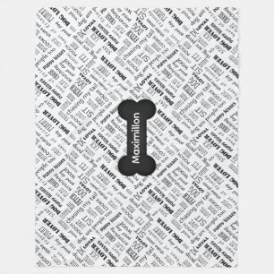 LARGE sized Bone and Word Cloud Black and White Fleece Blanket