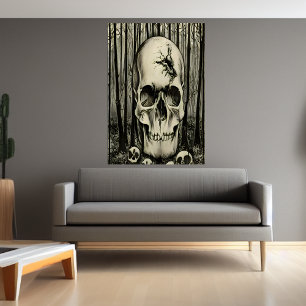 Large skull in the forest   AI Art  Poster