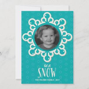 Large Snowflake Blue Photo Holiday Card