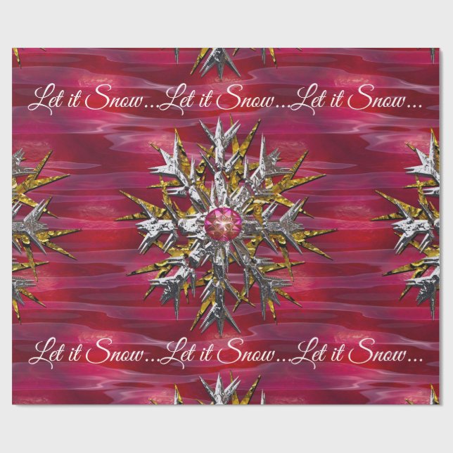 Large Snowflake Over Paris Specialised Glossy Wrapping Paper (Flat)