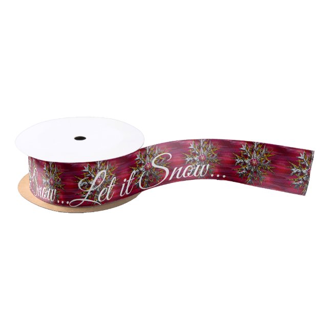 Large Snowflake Over Paris Specialised Satin Ribbon (Spool)