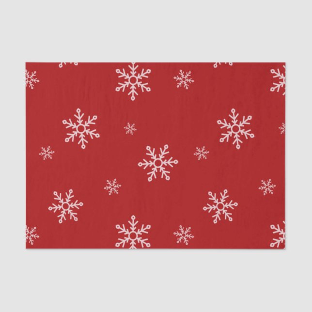 Large Snowflakes on Christmas Red Tissue Paper (Front)