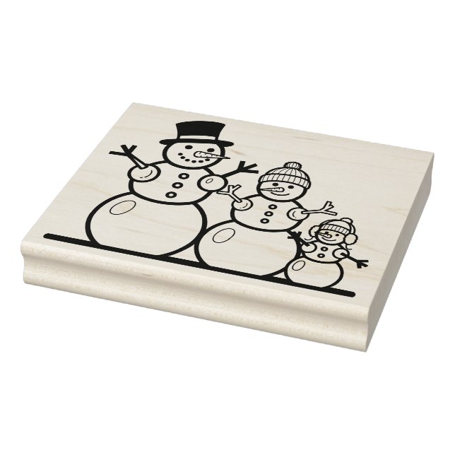 Large Snowman Family Rubber Stamp (Stamp)