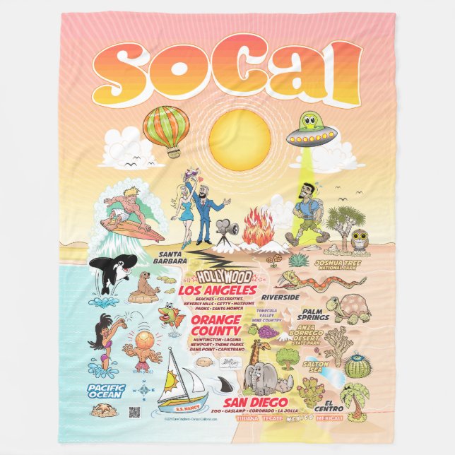 Large SoCal Fleece Blanket (Front)