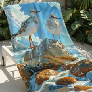 Large & Soft Colourful Shorebirds Beach Towel