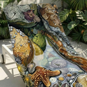 Large & Soft Colourful Tidal Treasures Beach Towel