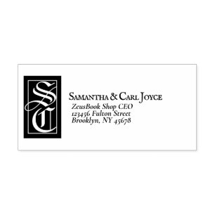 Large Solid Monogram   Elegant Return Address Rubber Stamp